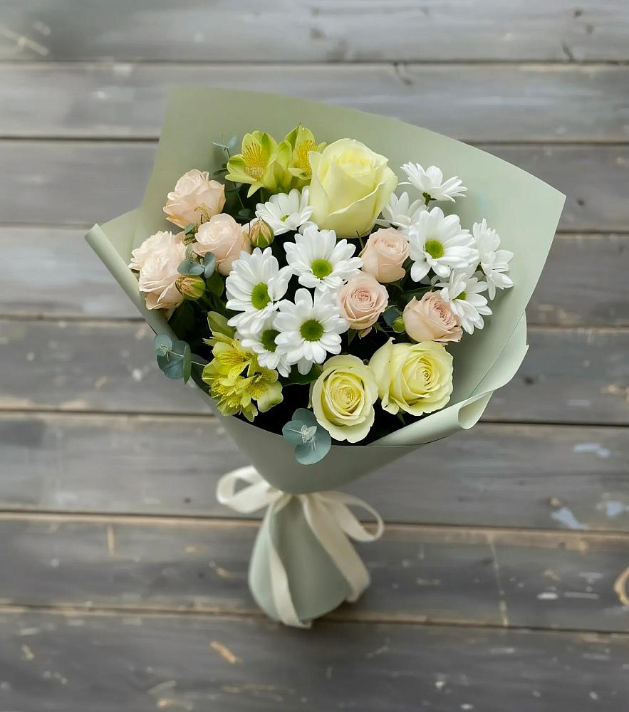 Букет цветов из: Альстромерии, Розы и Хризантемы в Ряжске