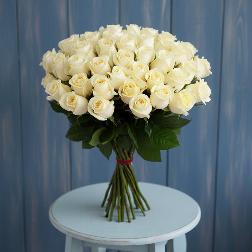 Букет 51 Белая роза Эдлесс Лав в Ряжске