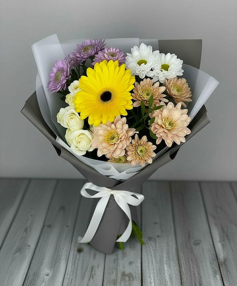 Букет цветов из: Розы, Герберы и Хризантемы в Ряжске