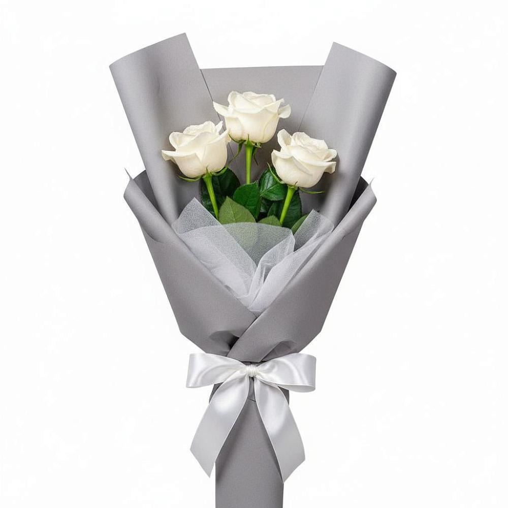 Букет 3 белые розы в Ряжске