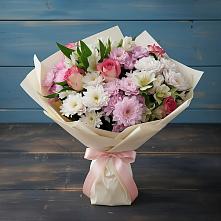 Букет цветов из:  Хризантемы, Альстромерии и Розы в Ряжске