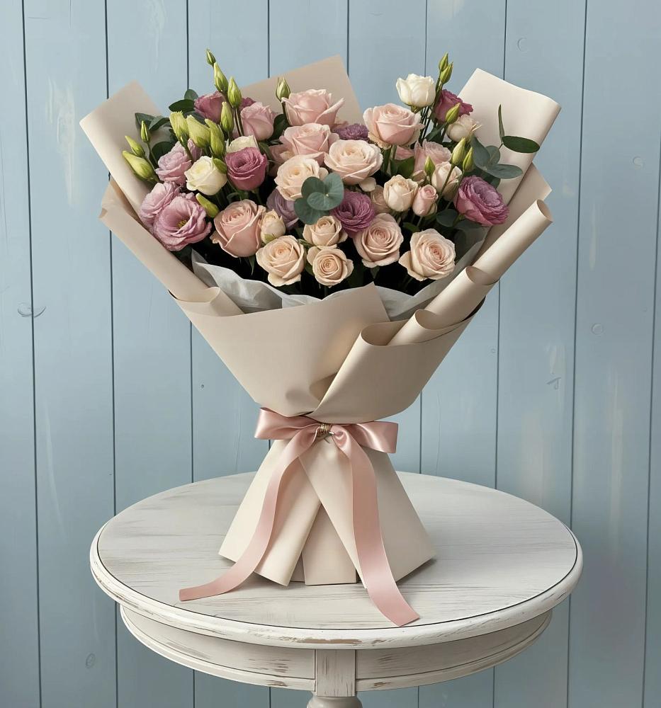 Букет цветов из: Розы и Лизиантусы в Ряжске