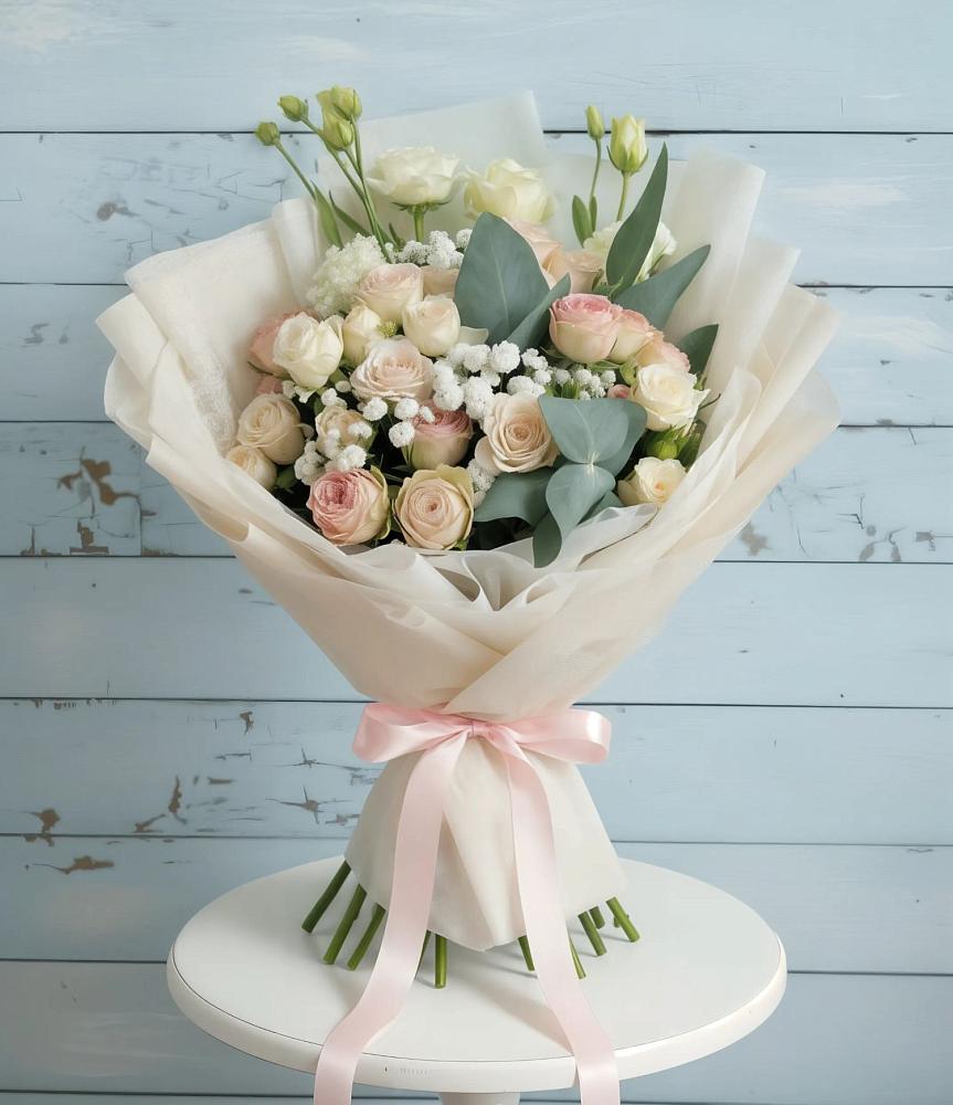 Букет цветов из: Розы и Лизиантусы в Ряжске