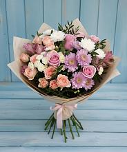 Букет цветов из:  Хризантемы, Розы и Альстромерии в Ряжске