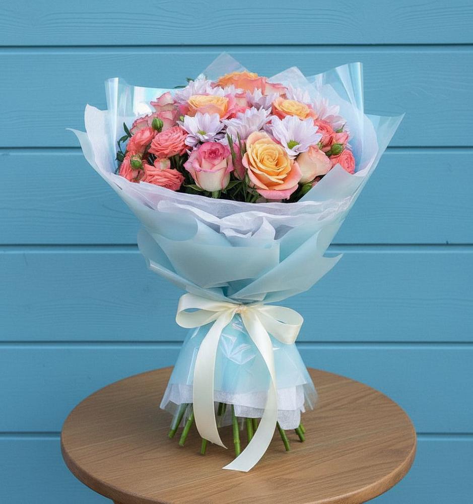 Букет цветов из: Хризантемы и Розы в Ряжске